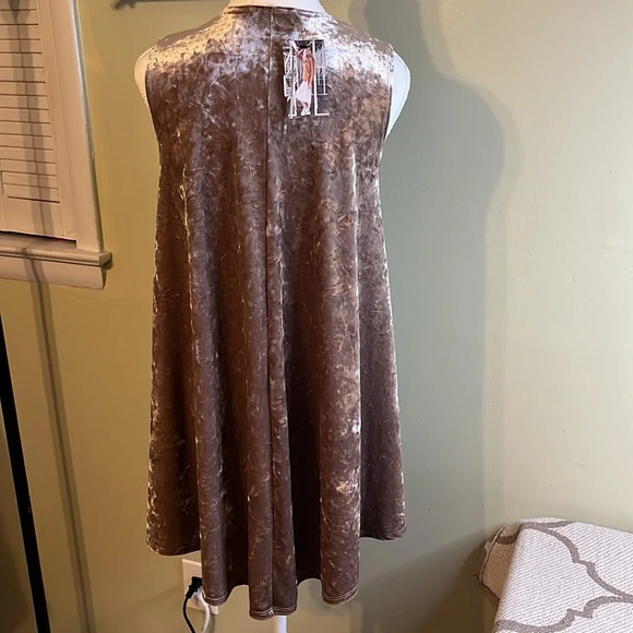 Molly Green Lindsay mushroom velour sleeveless swing mini dress - Picture 4 of 13